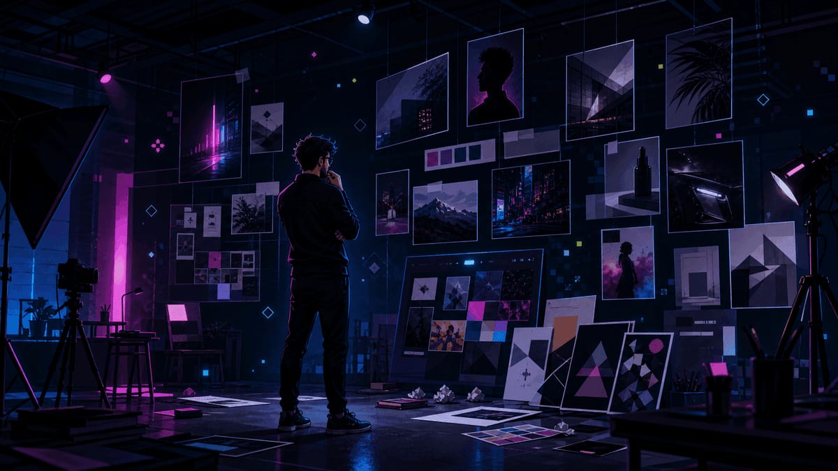 Uneinheitliche Portfolio- und Markenelemente als Ausgangslage eines Kreativstudios.